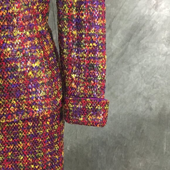 STUNNING St John knit purple Red green rhinestones embellished skirt suit size 4 - Picture 5 of 9
